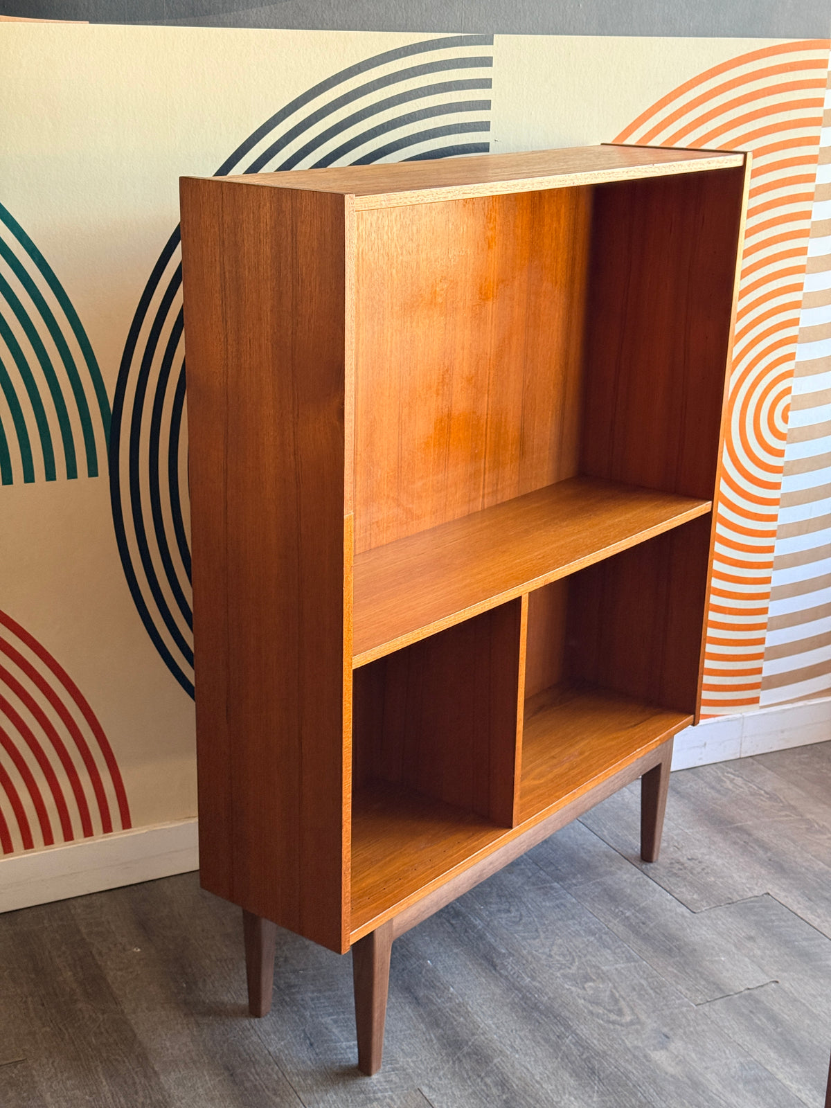 Vintage Teak Bookcase on Walnut Legs