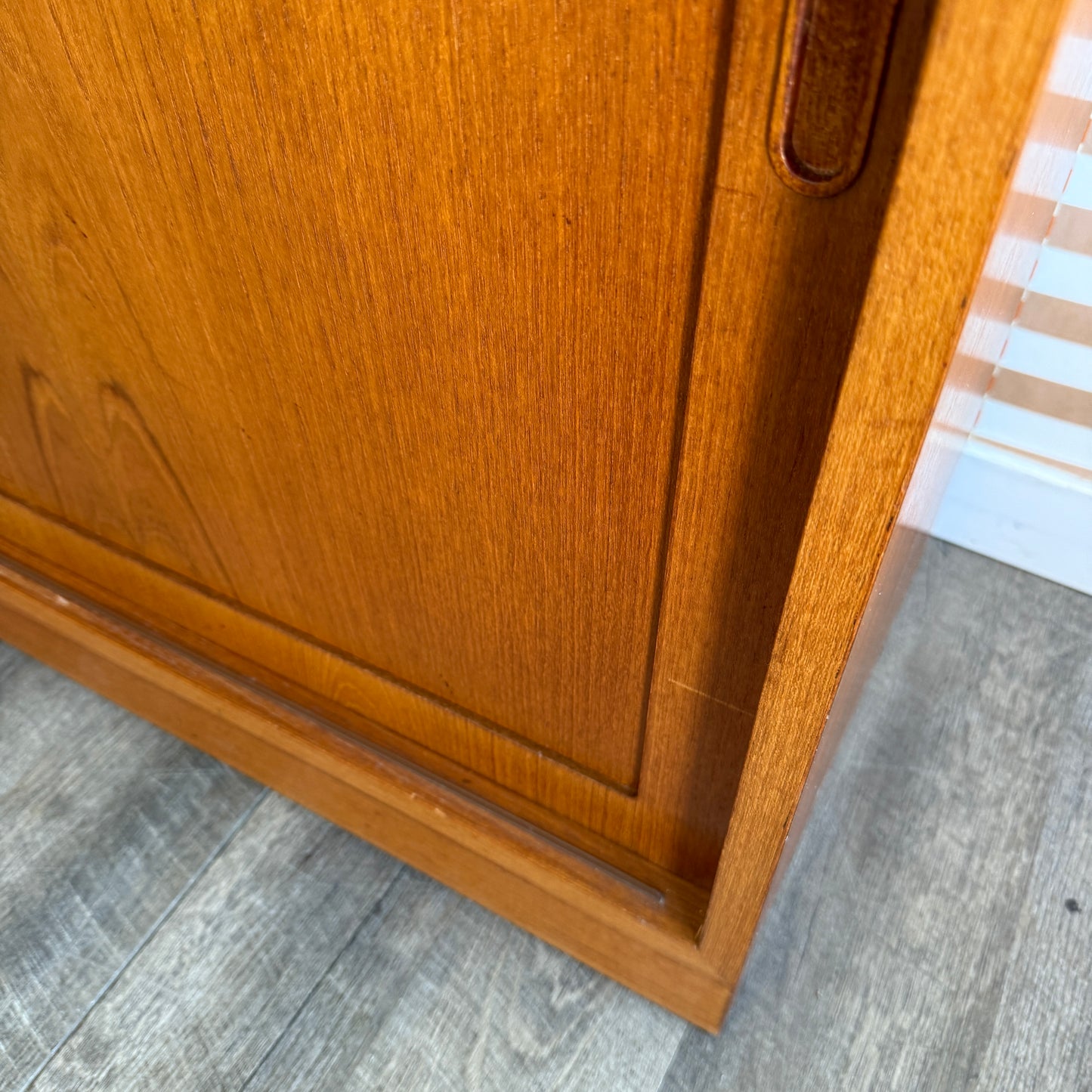 Vintage Danish Teak Sideboard with Sliding Doors by Hundevad