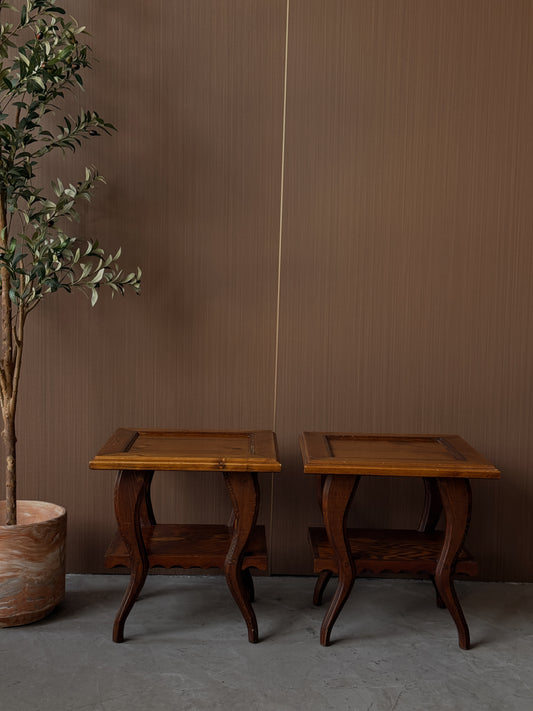 Vintage Wooden Side Tables (Pair)
