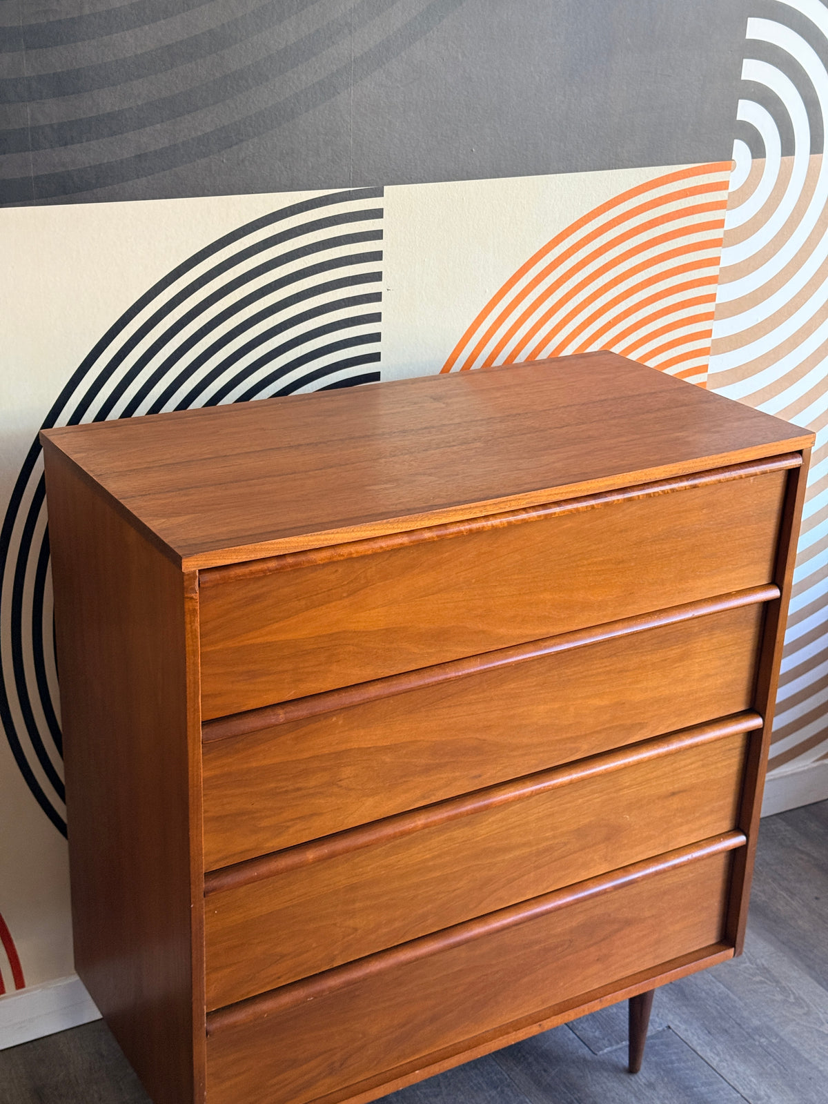 Vintage Walnut Tallboy Dresser