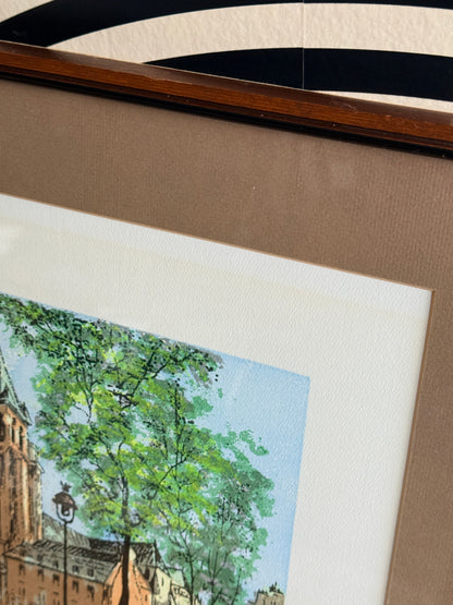 Vintage Original Painting of St. Germain des Pres, Paris
