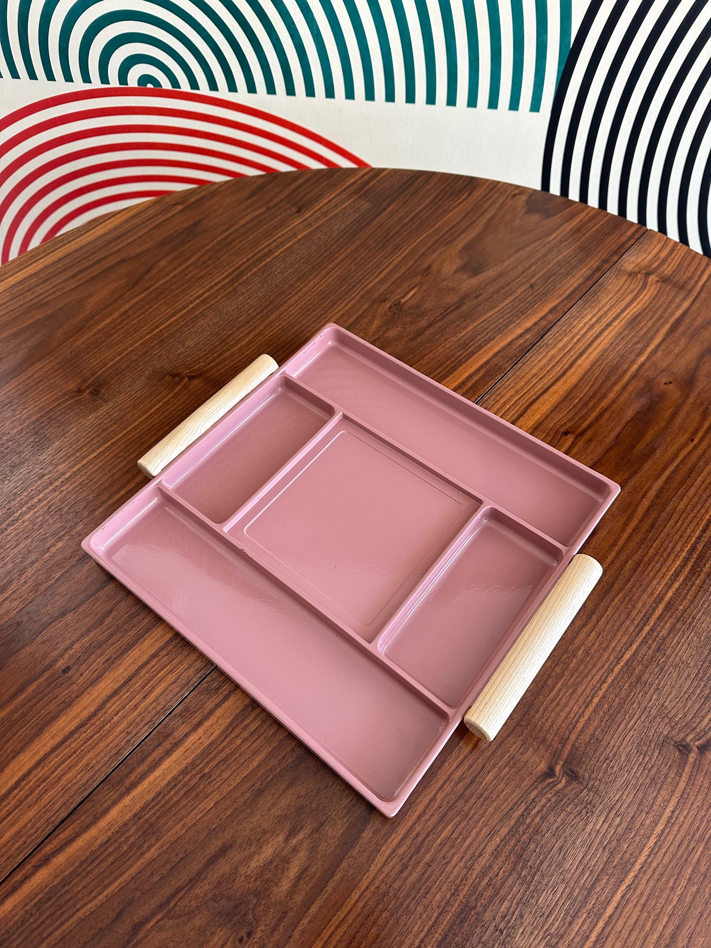 Vintage Pink Lacquered Serving Tray