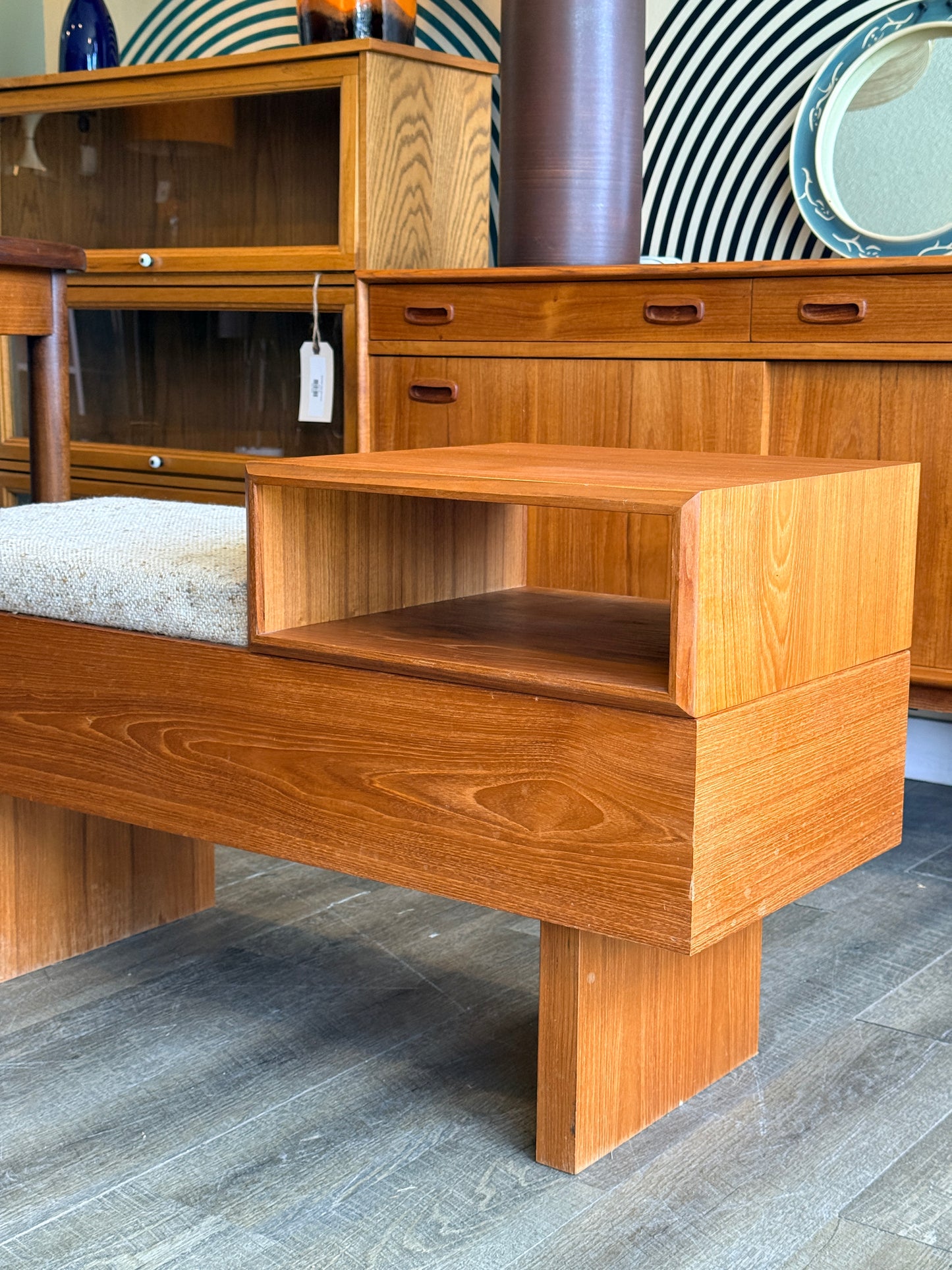 Vintage MCM Teak Telephone Bench with Storage