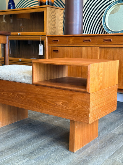 Vintage MCM Teak Telephone Bench with Storage