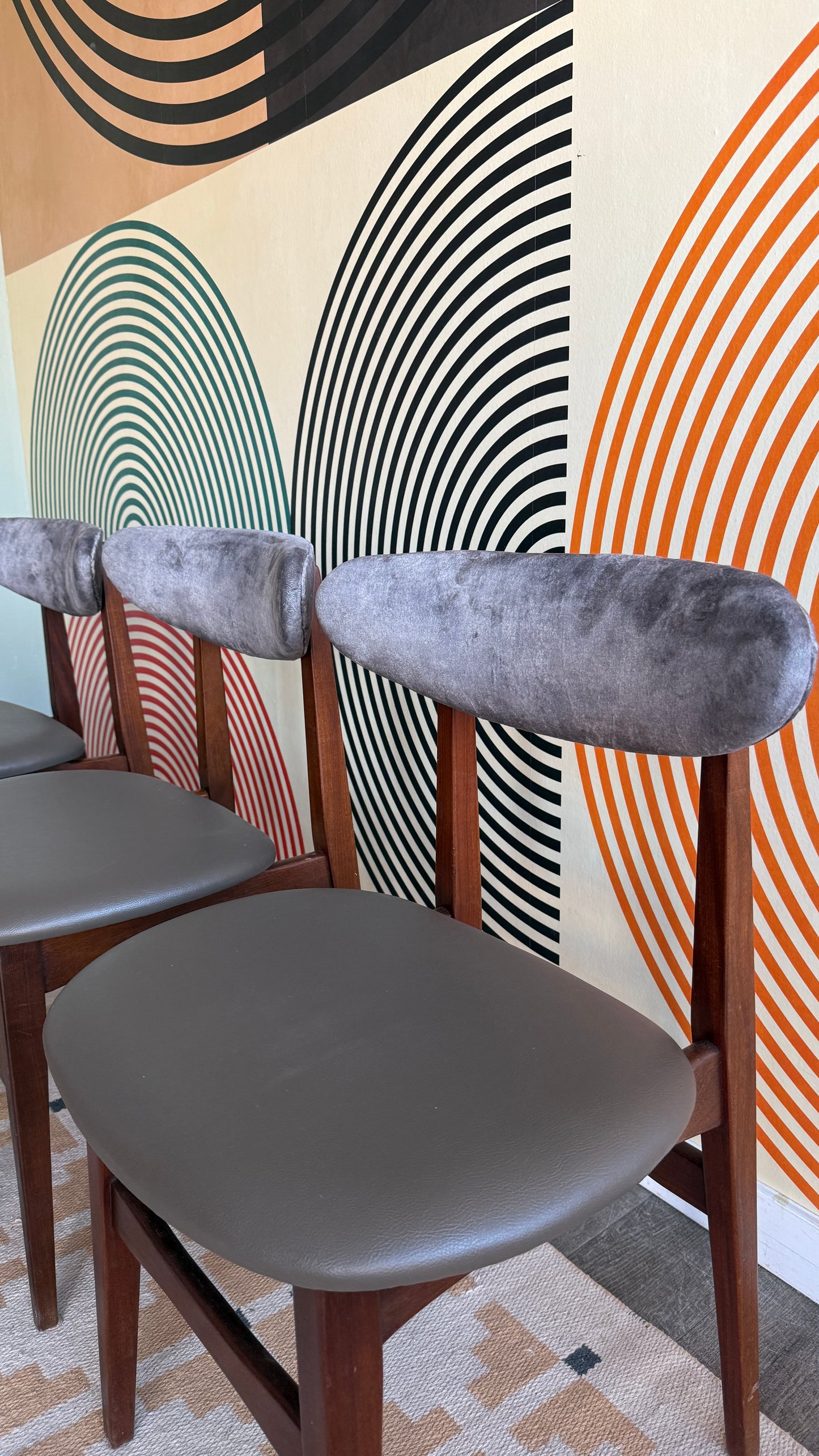 Mid Century Modern Afromasia Teak Dining Chairs – Set of 4