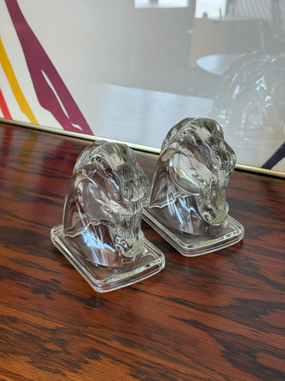 Vintage Glass Horse Bookends