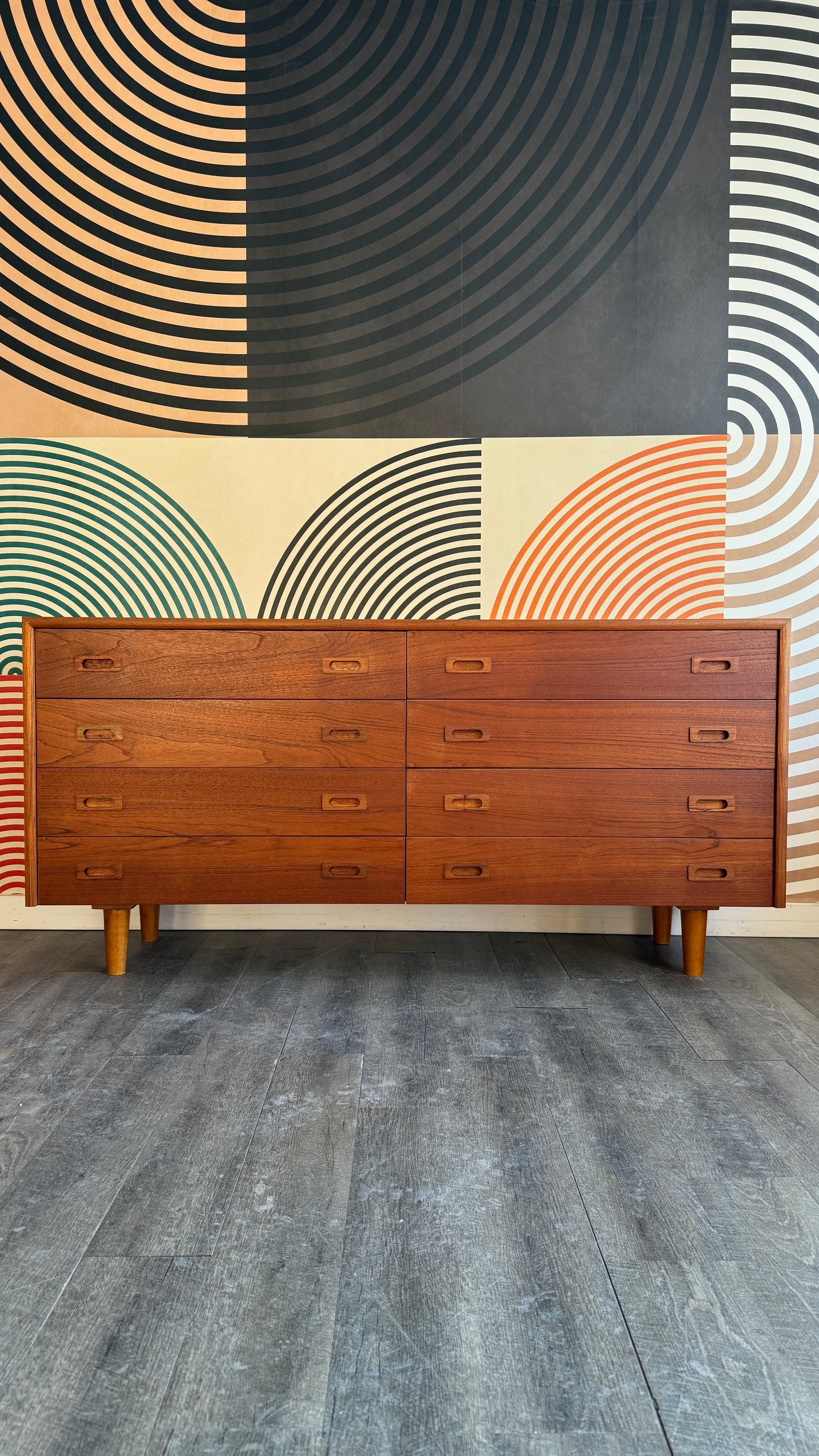 Vintage Teak 8 Drawer Dresser