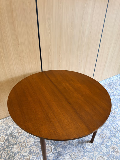 Vintage Round Teak Dining Table with 1 Leaf