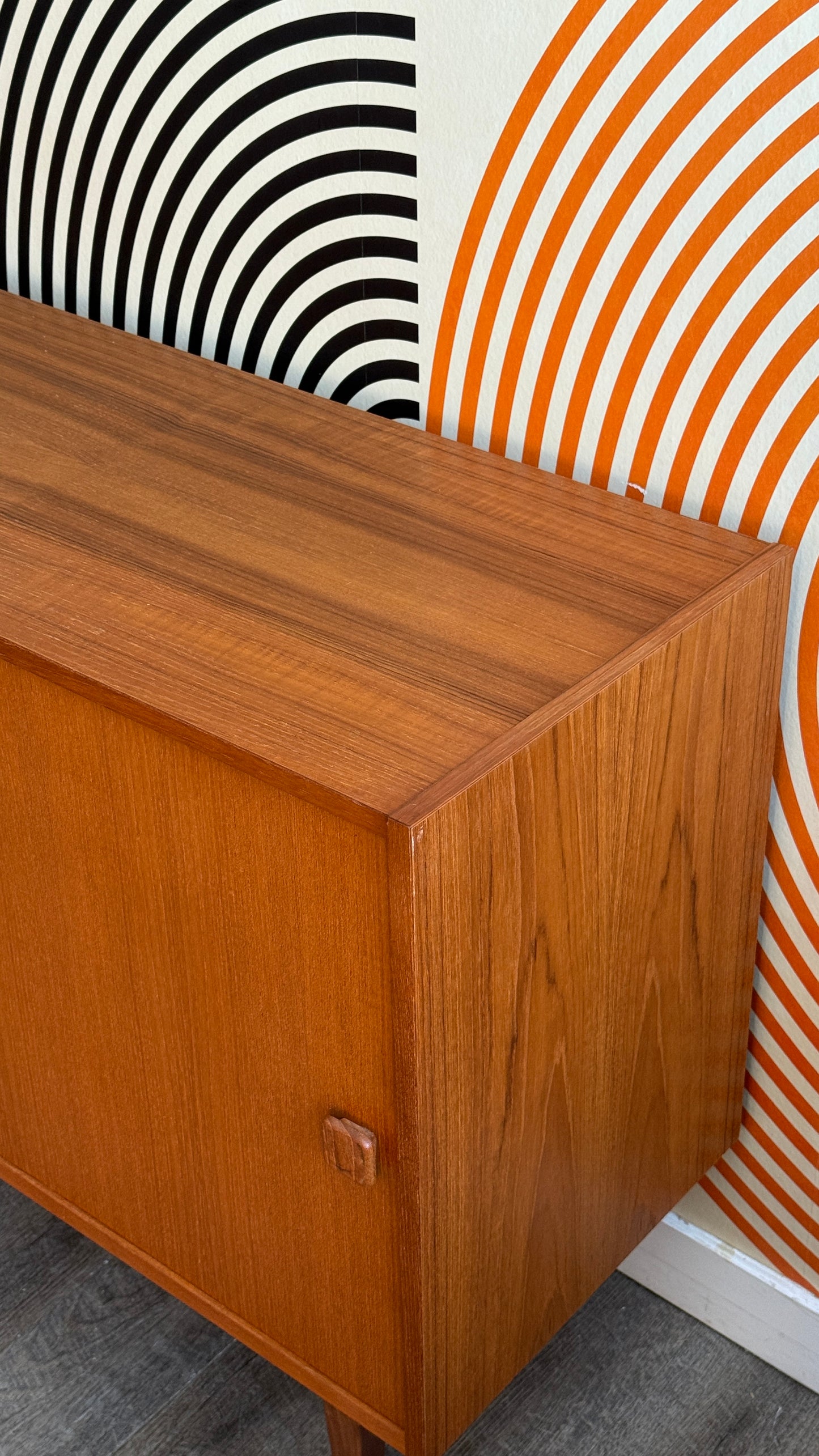 Petite Vintage Teak Sideboard on Custom Base