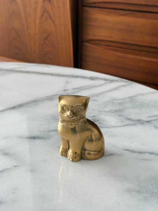 Small Vintage Brass Cat