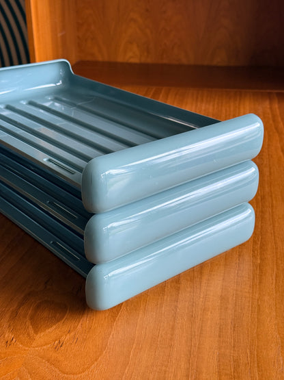 Vintage Blue-Grey Paper Tray by Eldon