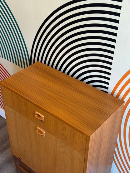 Small Danish Teak Cabinet with a Drop-down Door on Custom Base