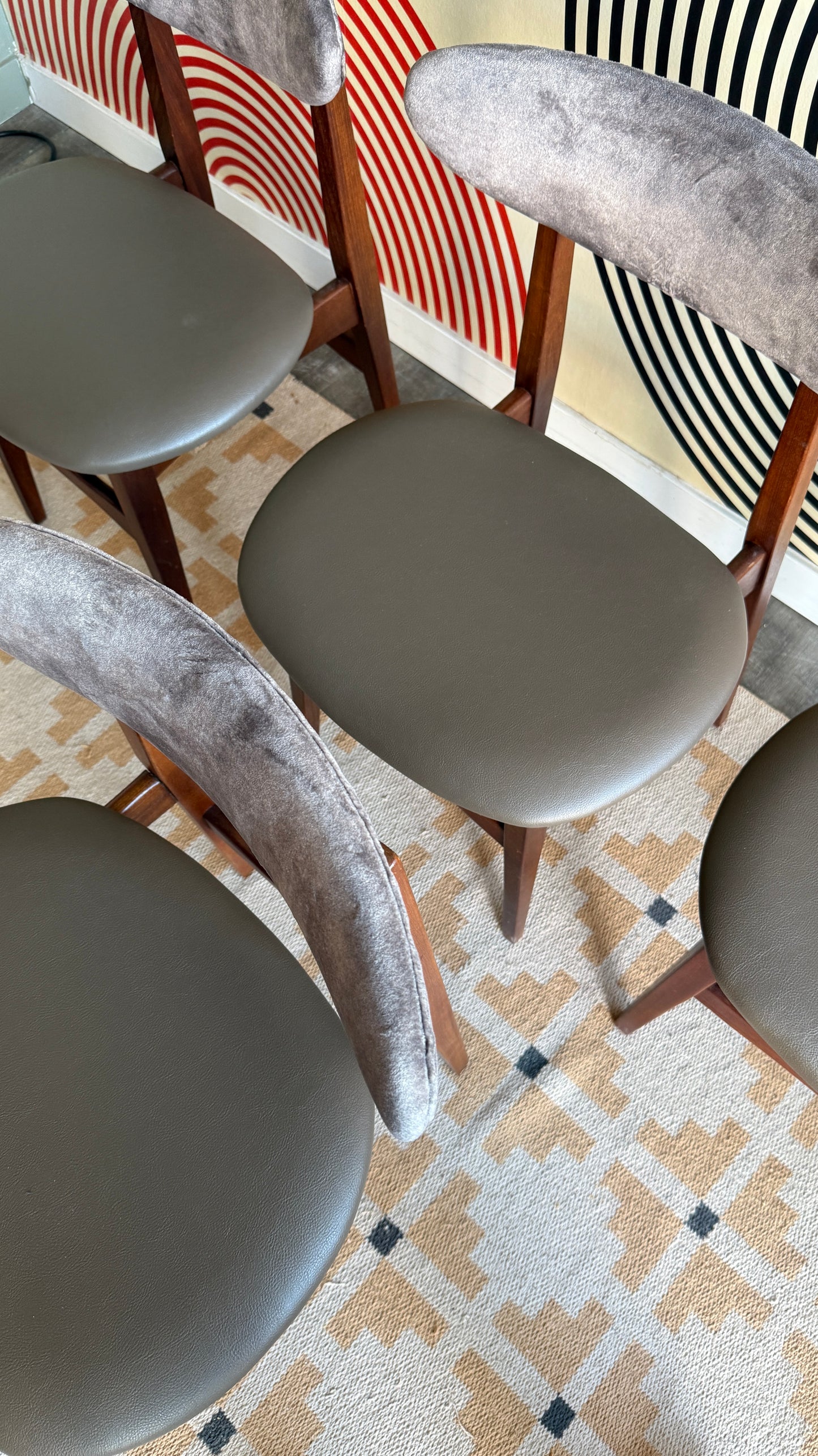Mid Century Modern Afromasia Teak Dining Chairs – Set of 4