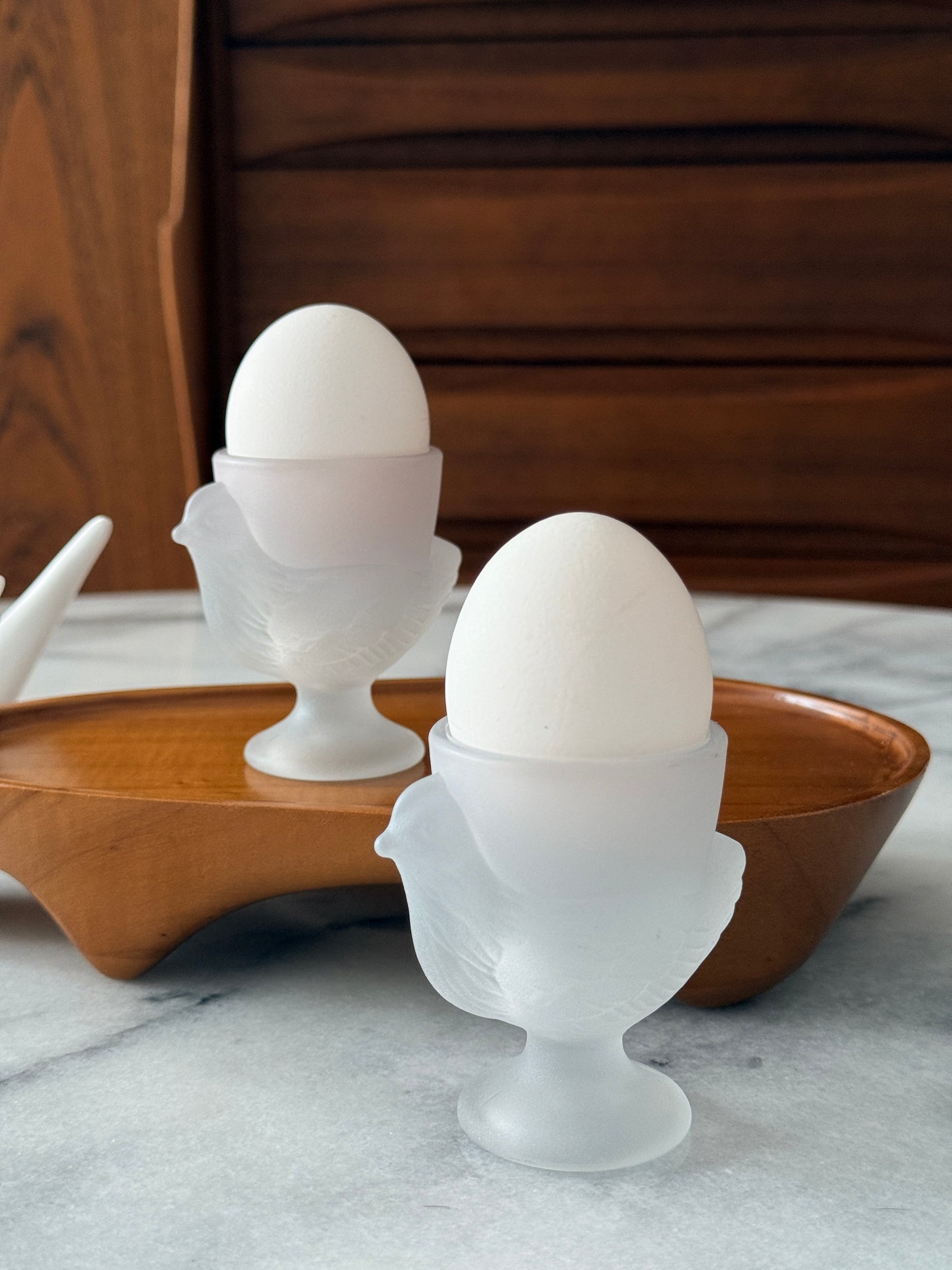 Pair of French Chicken Shaped Egg Cups