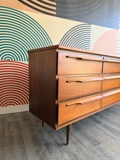 Vintage Walnut 9 Drawer Dresser