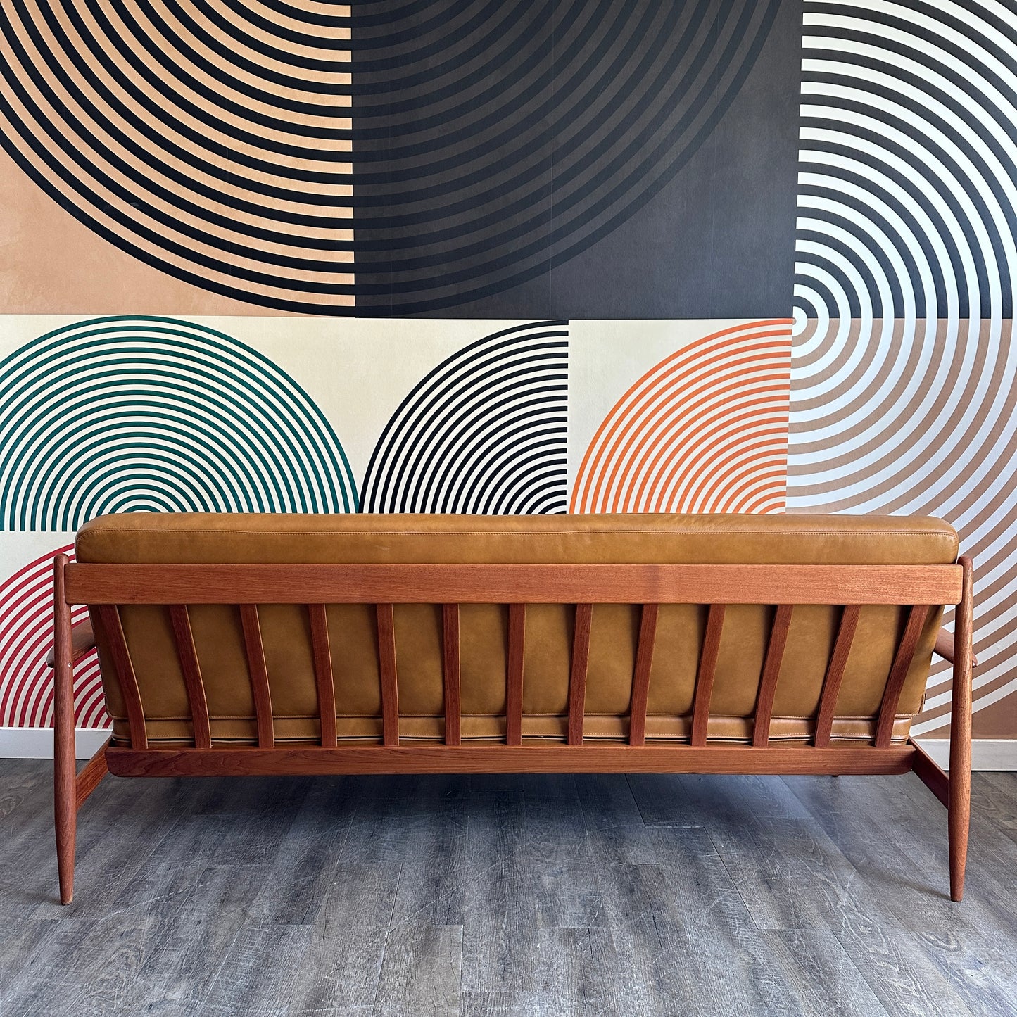 Vintage Teak and Leather Sofa by Grete Jalk for France & Daverkosen