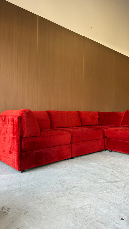 Vintage Red Modular Sectional Sofa