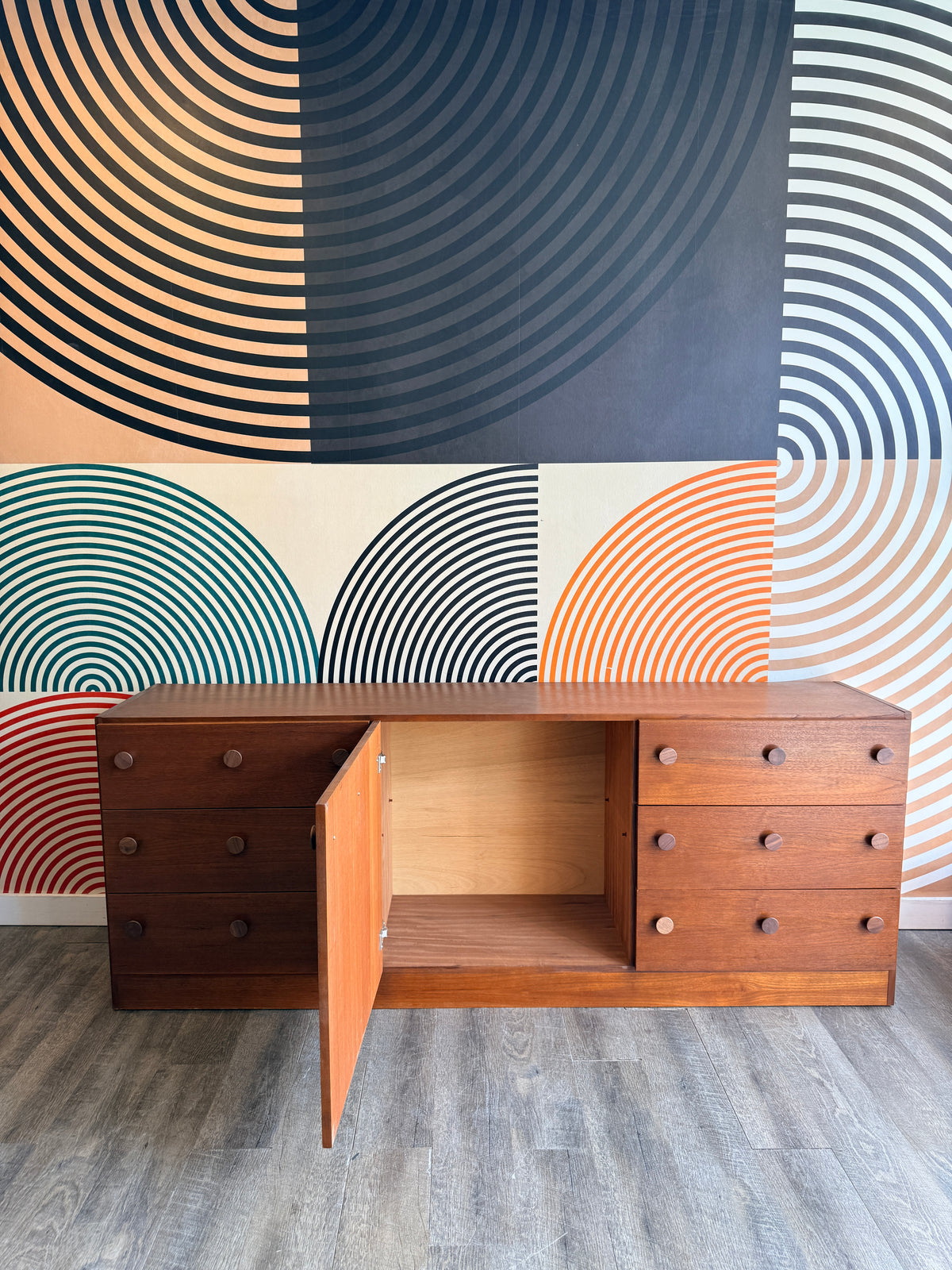 Vintage Teak Low Sideboard