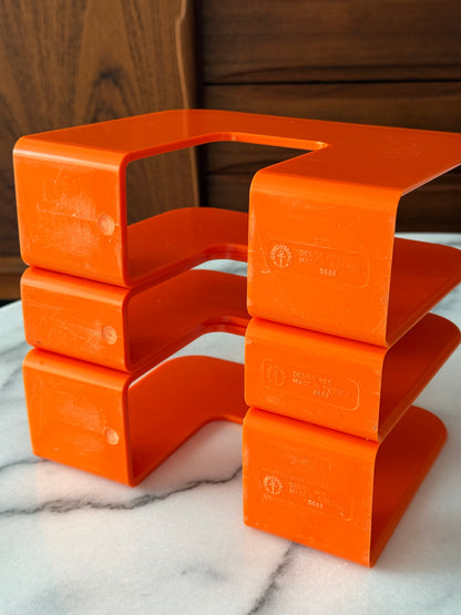 Set of 3 Vintage Orange Record/Magazine Racks by Sven-Eric Juhlin for Gustavsberg, 1970s