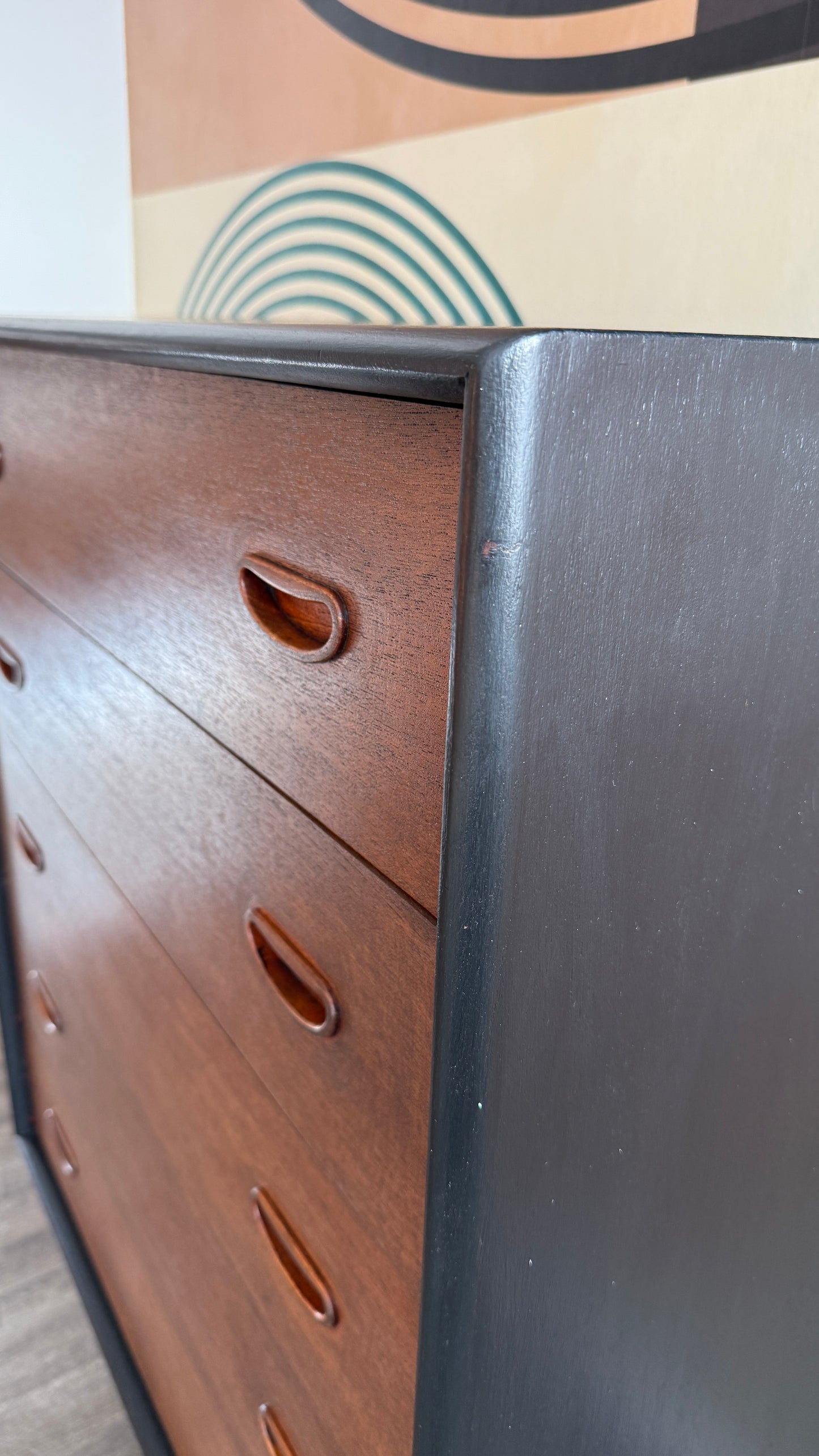 Vintage Teak Tallboy Dresser