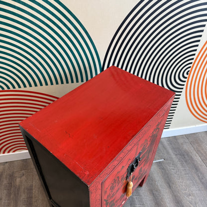 Chinese Red and Black Cabinet