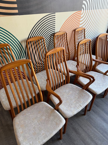 Set of 8 Danish Teak High Back Dining Chairs by Schou Andersens