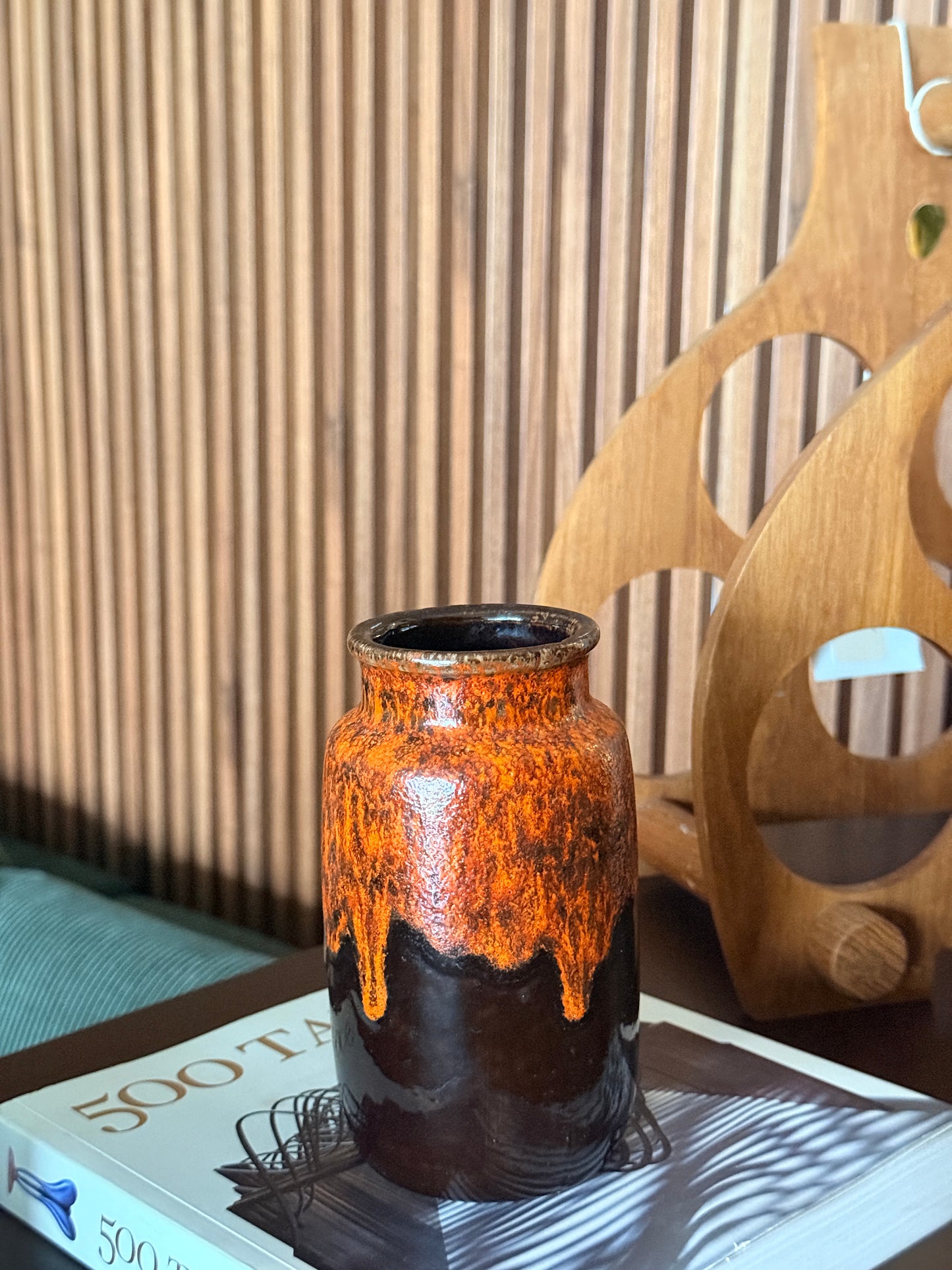 Vintage West German Orange and Brown Vase by Scheurich, 237-15