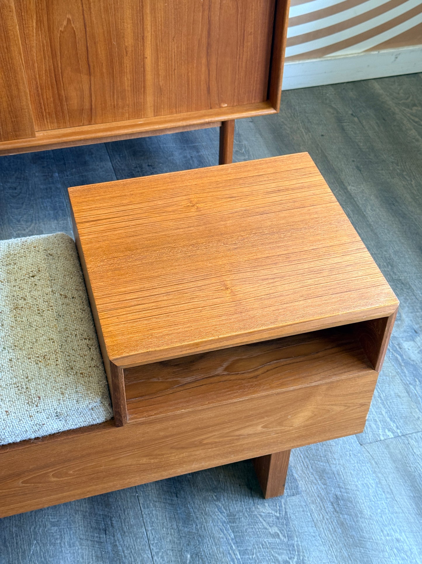 Vintage MCM Teak Telephone Bench with Storage