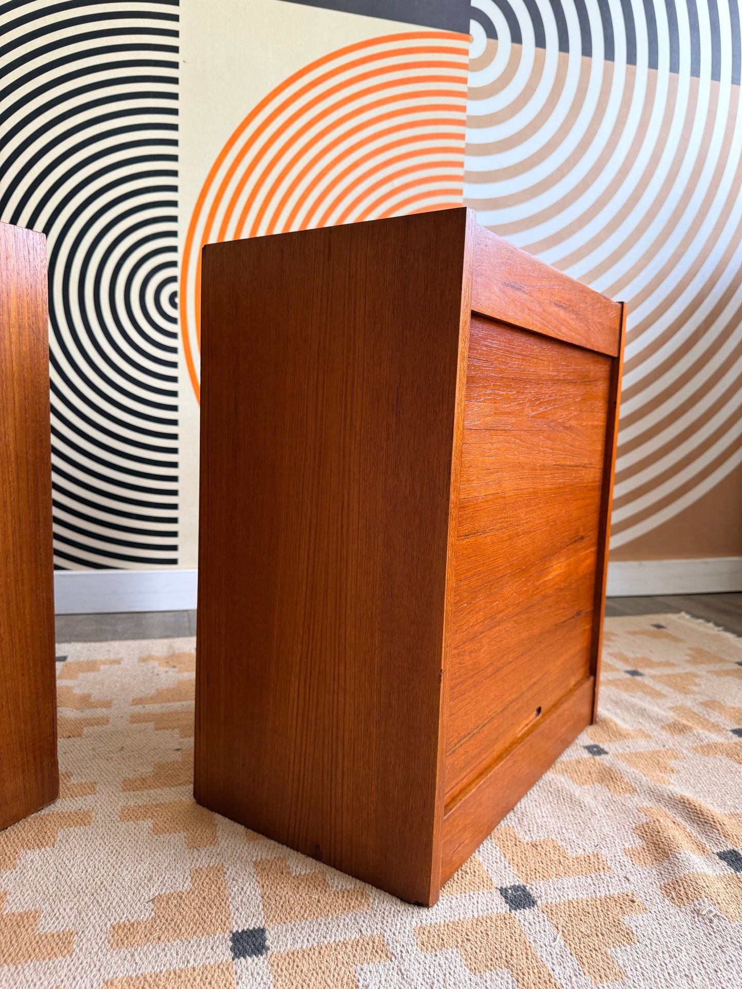 Pair of Teak Tambour Door Cabinets