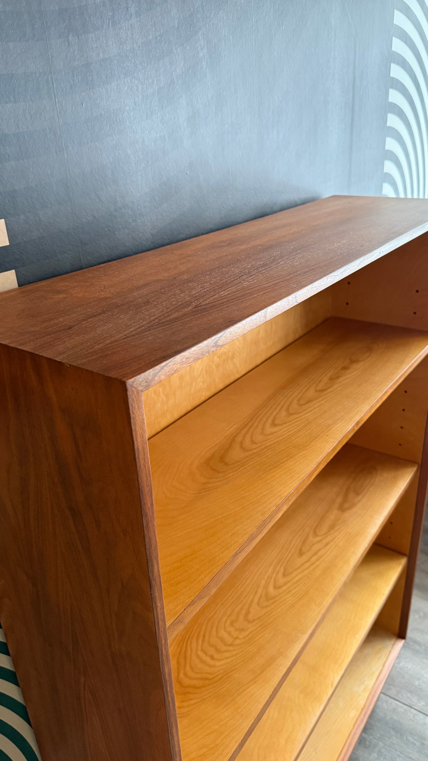 Tall Vintage Walnut Bookcase