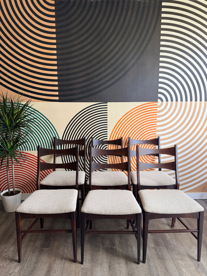 Set of 6 Dining Chairs with Newly Upholstered Seats