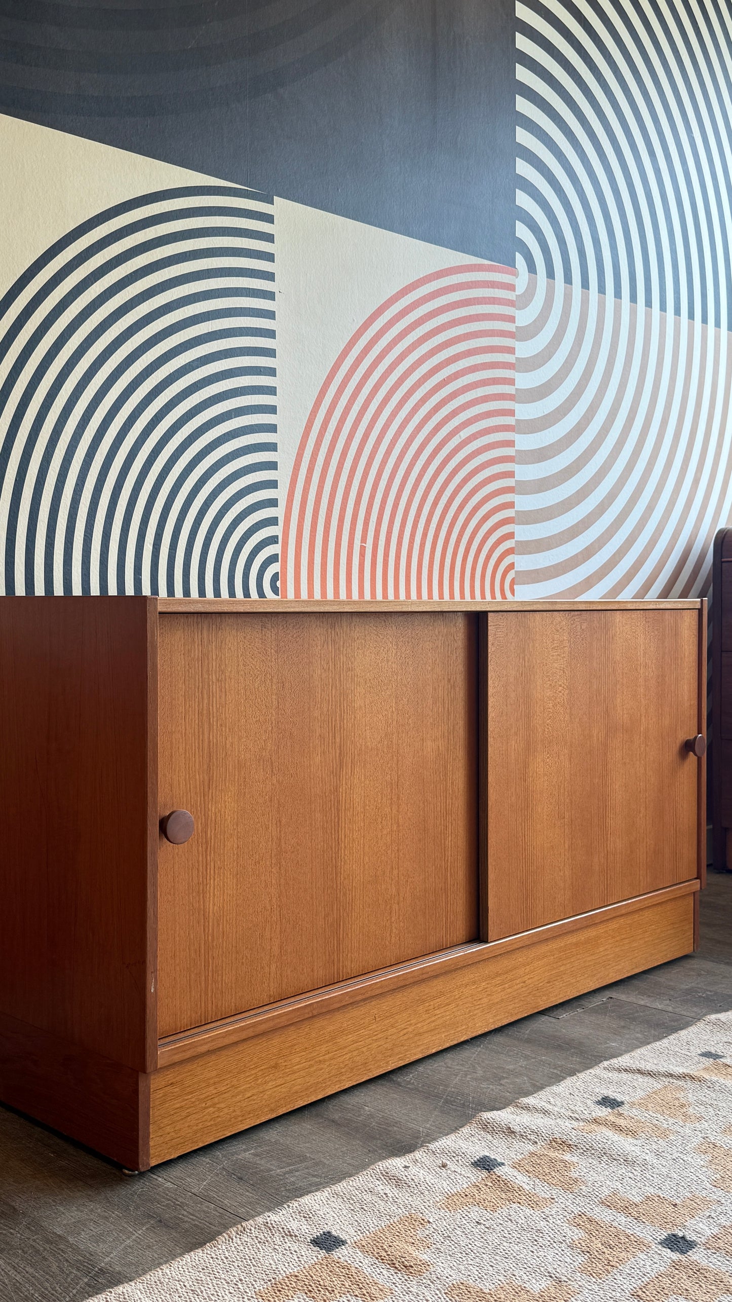 Vintage Teak Sliding Door Cabinet