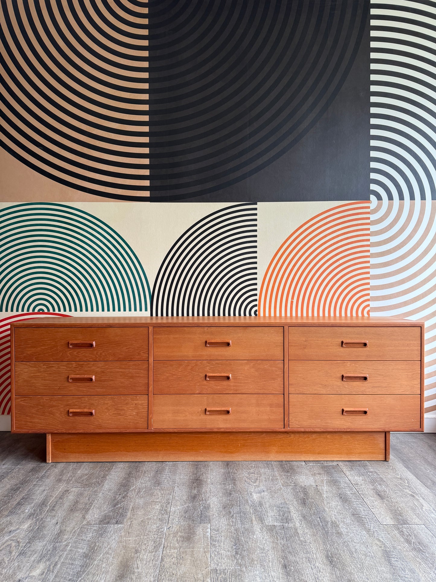 Vintage Teak 9 Drawer Dresser