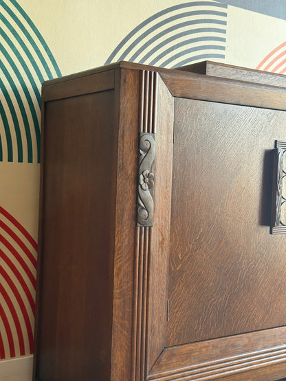 Vintage Oak Dry Bar Cabinet