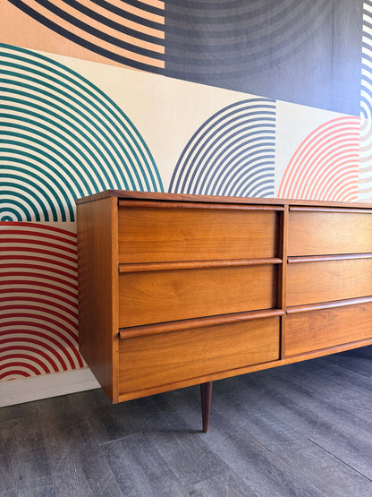 Vintage Walnut 9 Drawer Dresser