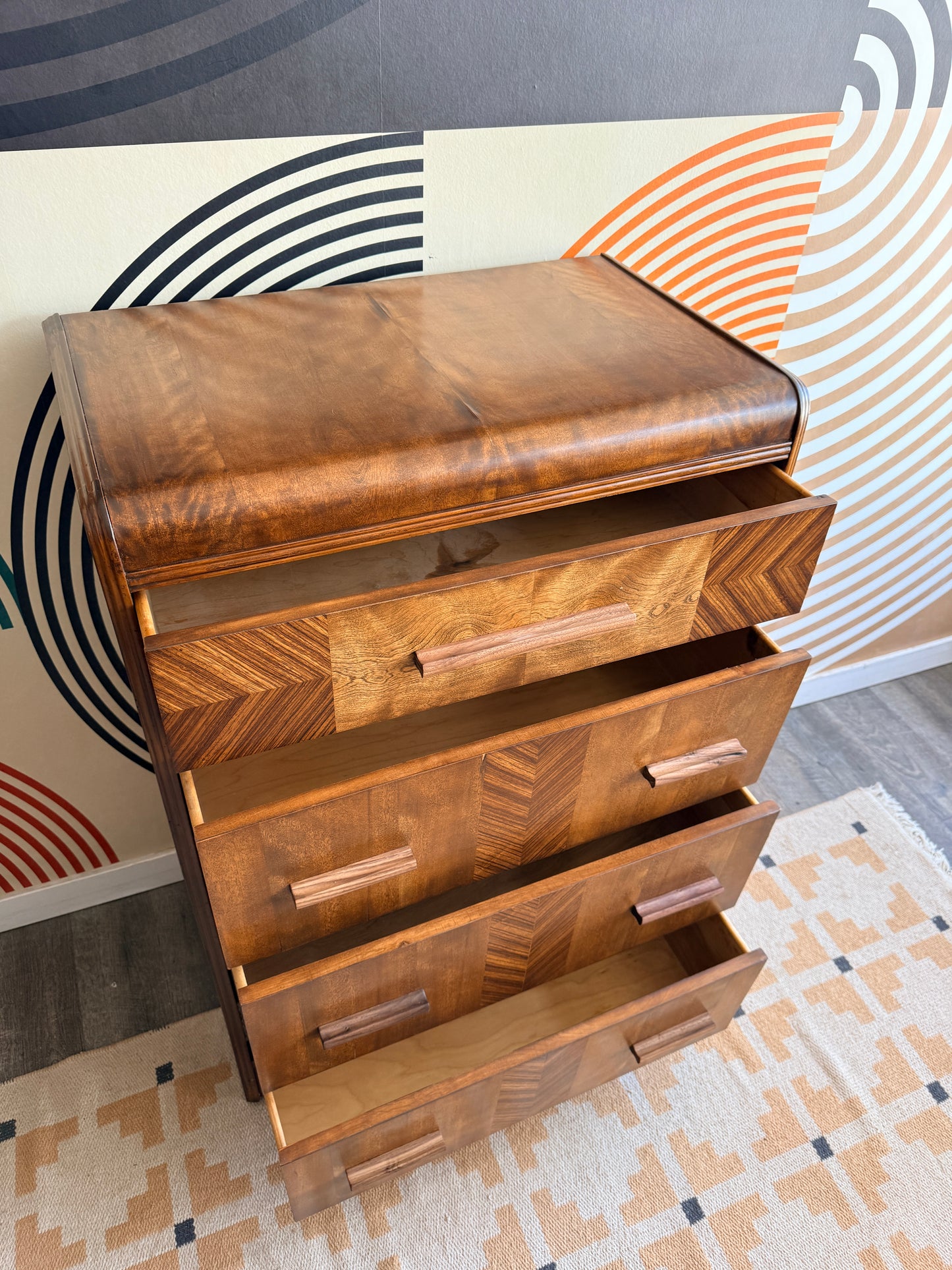 Vintage Art Deco Waterfall Dresser