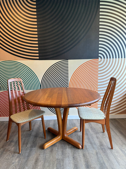 Danish Round Teak Dining Table by  Johs. Kristoffersen & Son