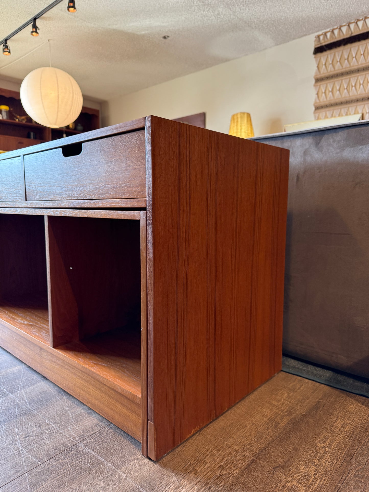 Vintage Teak Pull-out Cabinet with Two Drawers