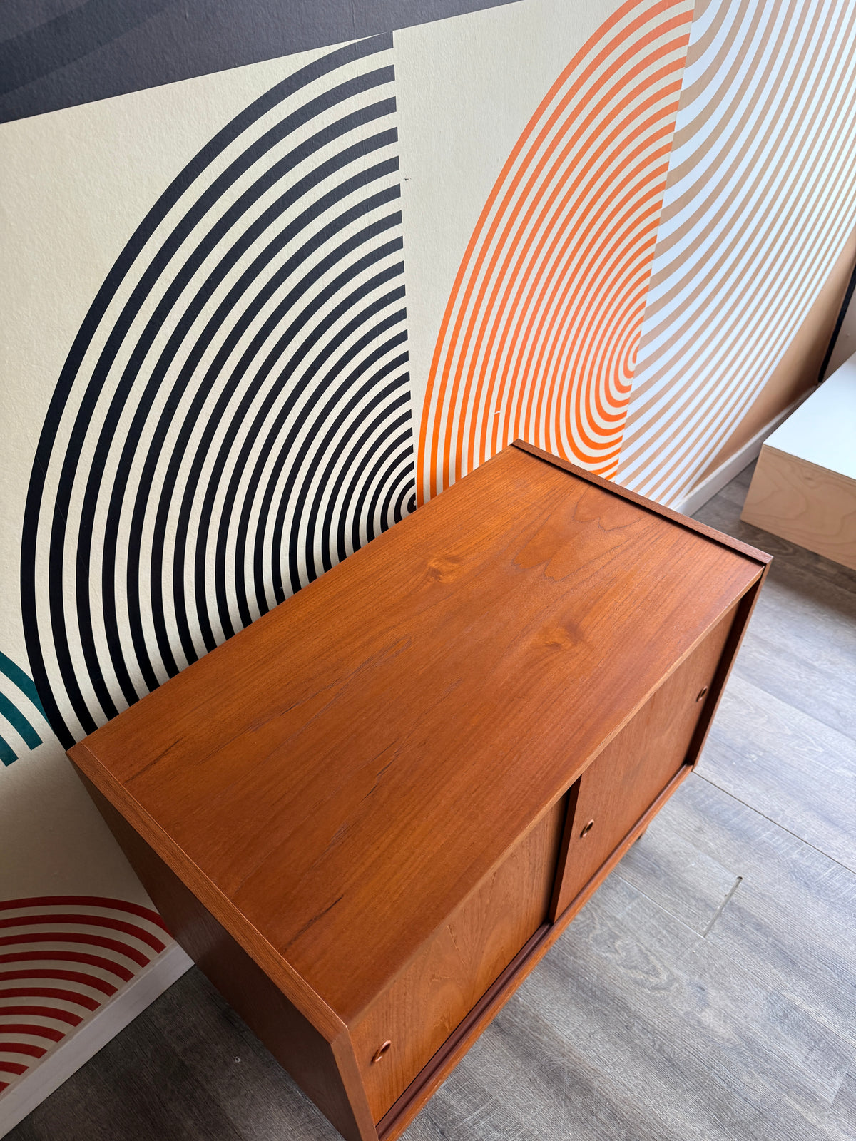 Vintage Mid-Century Teak Cabinet on Solid Walnut Legs