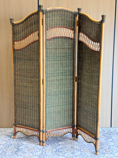 Rattan Room Divider with Wicker Panels, 1970s