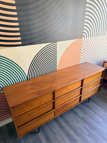 Vintage Walnut 9 Drawer Dresser