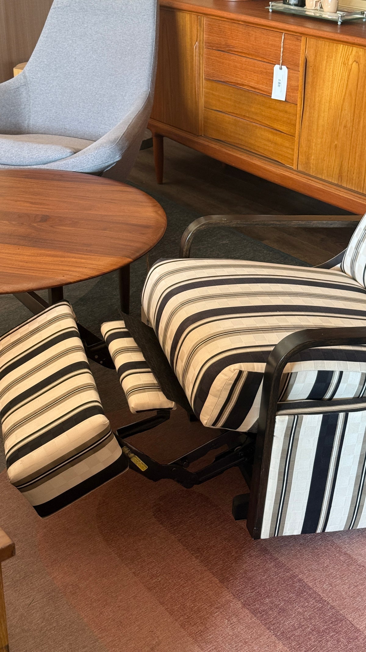 Vintage Striped Recliner Lounge Chair