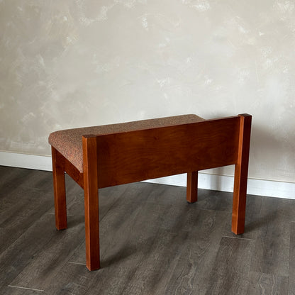 Newly Upholstered Vintage Wooden Bench