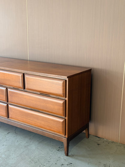 Vintage 7 Drawer Walnut Dresser by HPL