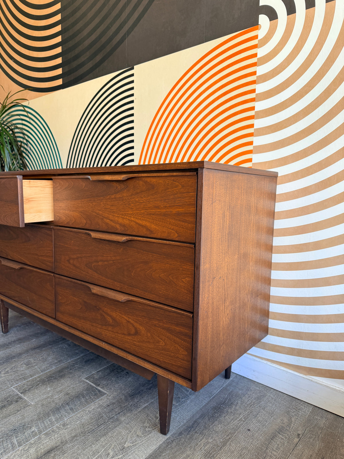 Vintage Walnut 6 Drawer Dresser