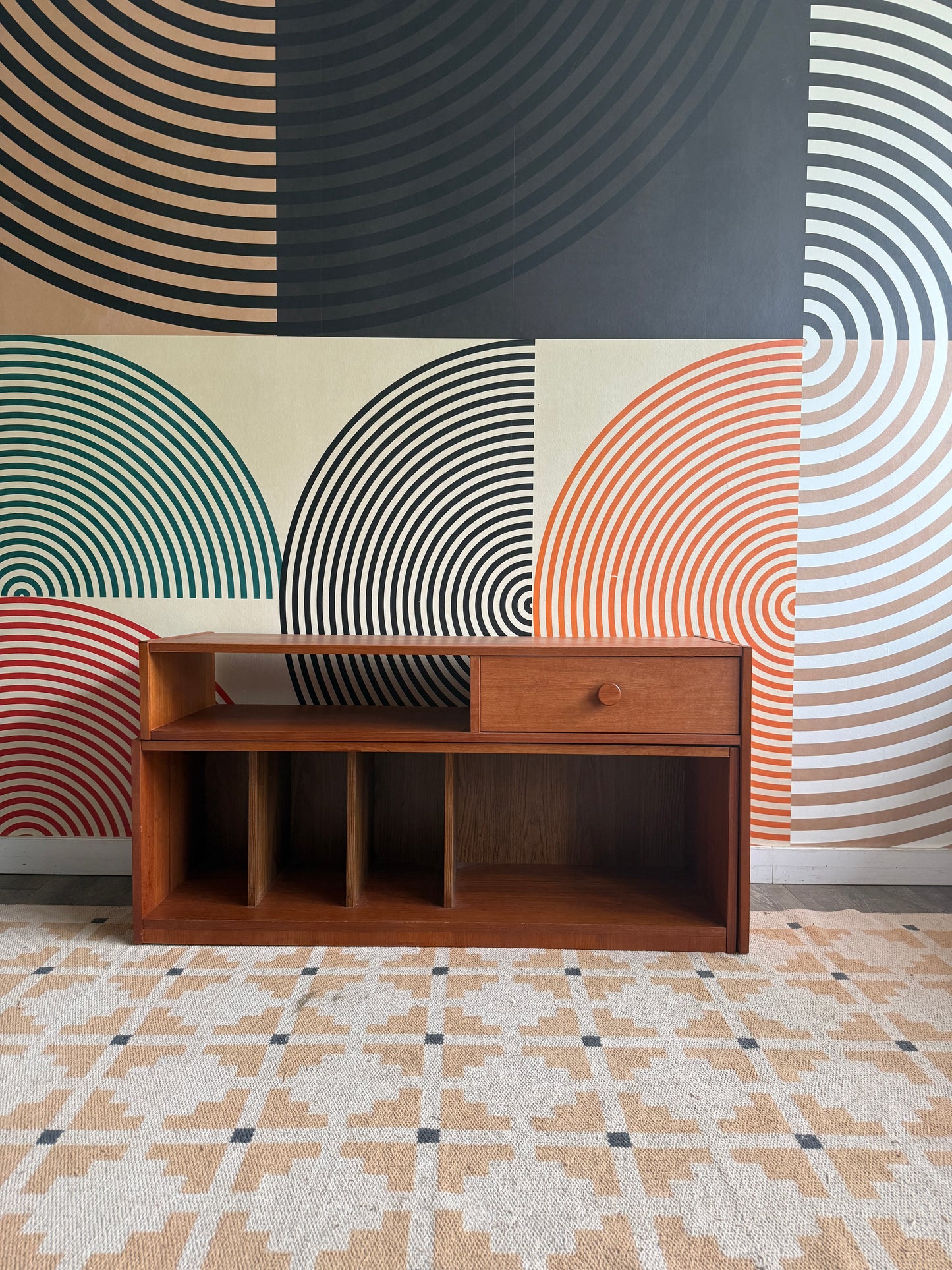 Teak Pullout Media Cabinet