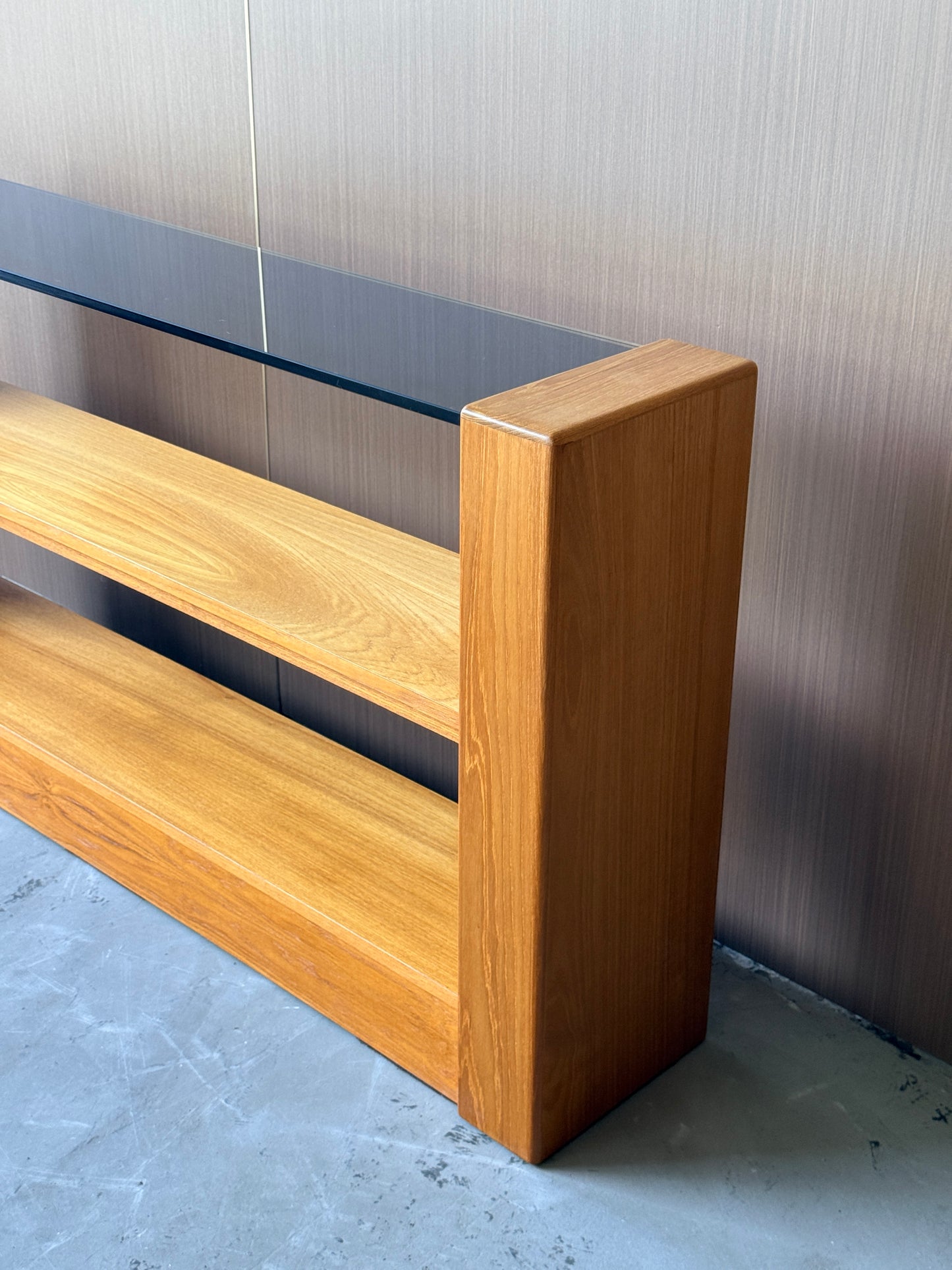 Vintage Teak and Smoked Glass Console
