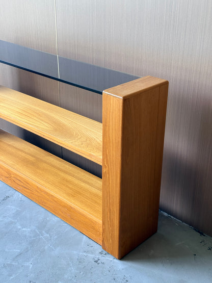 Vintage Teak and Smoked Glass Console