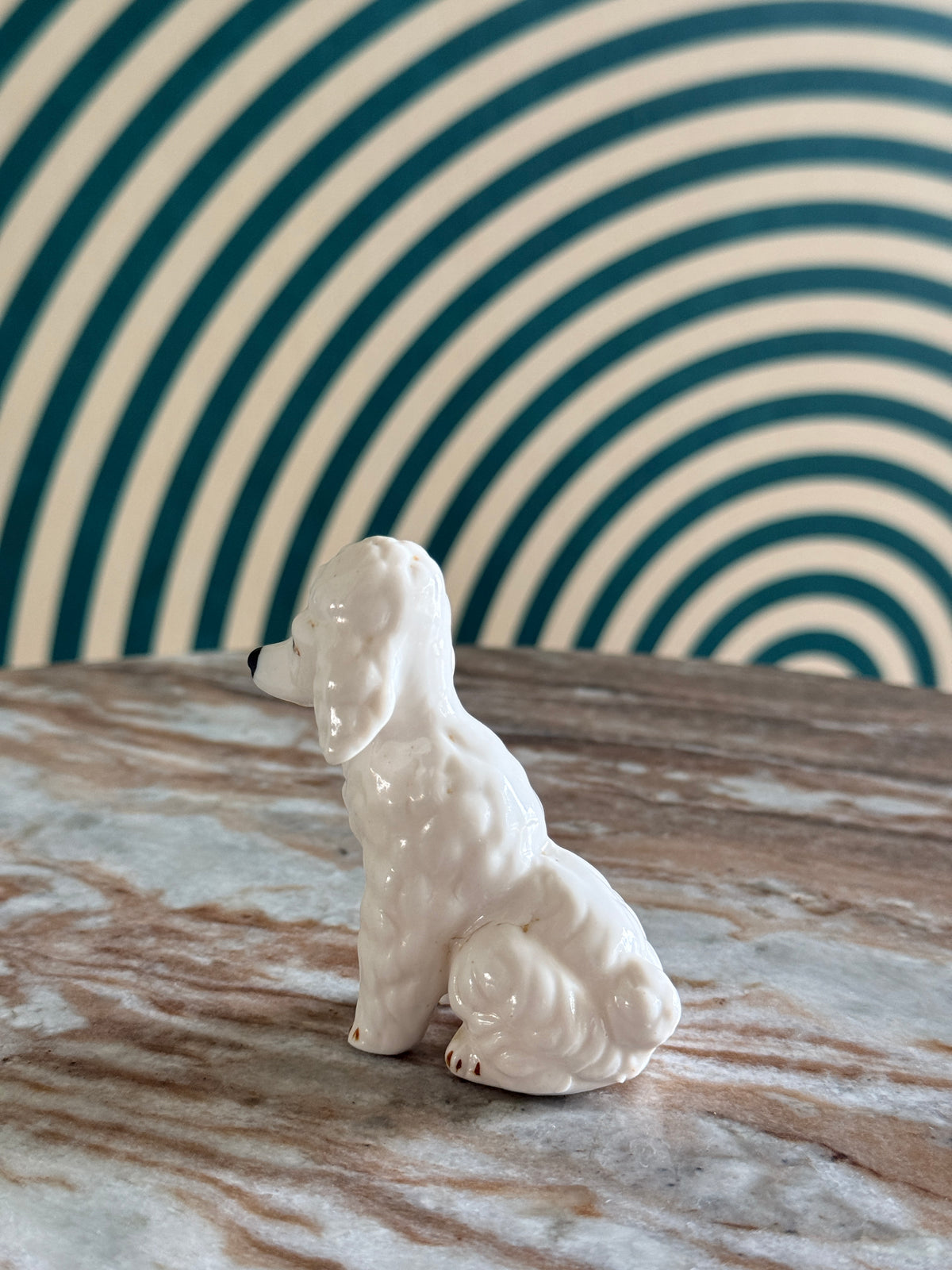Vintage Bone China Poodle Figurine 3"