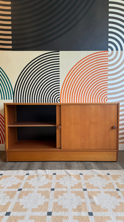 Vintage Teak Sliding Door Cabinet